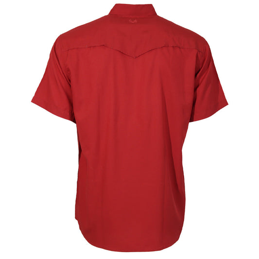 Hooey Sol Short Sleeve Pearl Snap Shirt back view in red