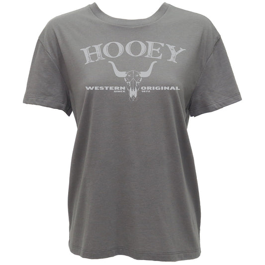 Hooey Icon T-Shirt front view in dark grey with white logo graphic