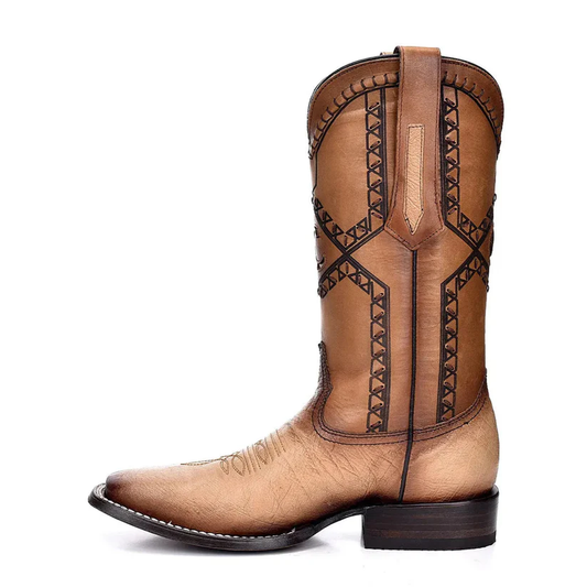 Cuadra Flame Oryx Ostrich Laser & Woven Square Toe Boot side profile