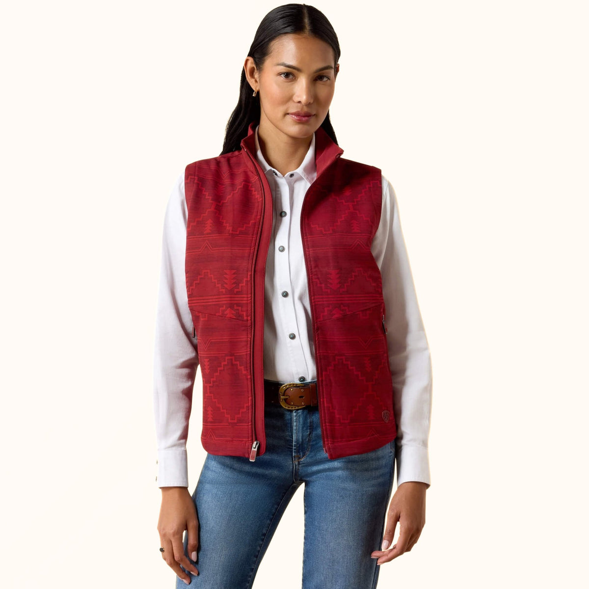 Ariat Atlas Softshell Vest in red front view