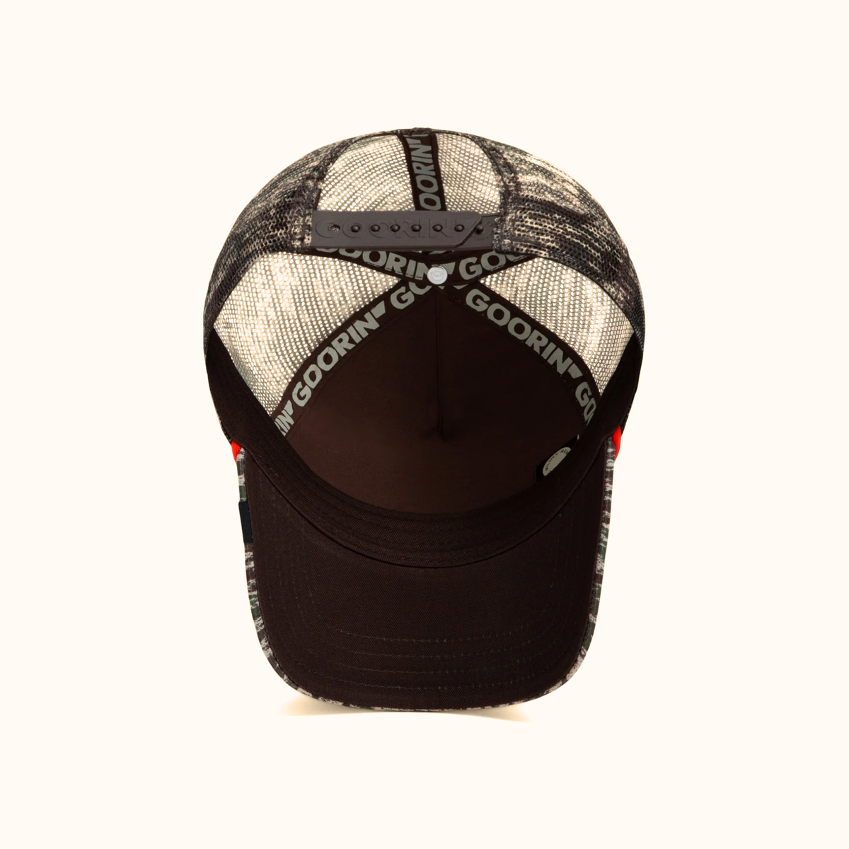 Goorin Bros. Camo Rocker Duck trucker hat bottom view