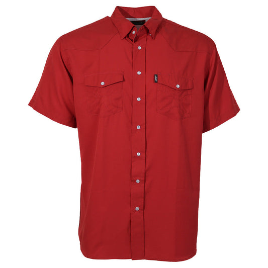 Hooey Sol Short Sleeve Pearl Snap Shirt front view in red