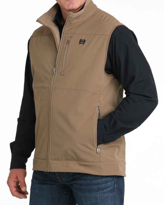 Cinch Men’s Windproof Vest side angle view on model