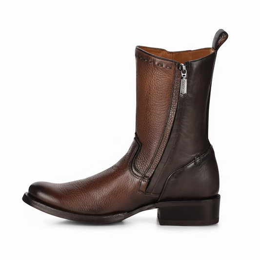 Side profile view of Cuadra Maple Deer Laser & Woven Round Boot