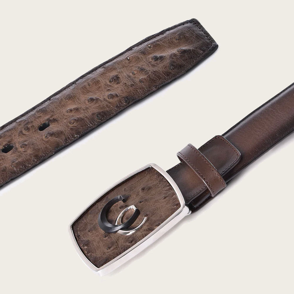 Cinturón vaquero de avestruz marrón