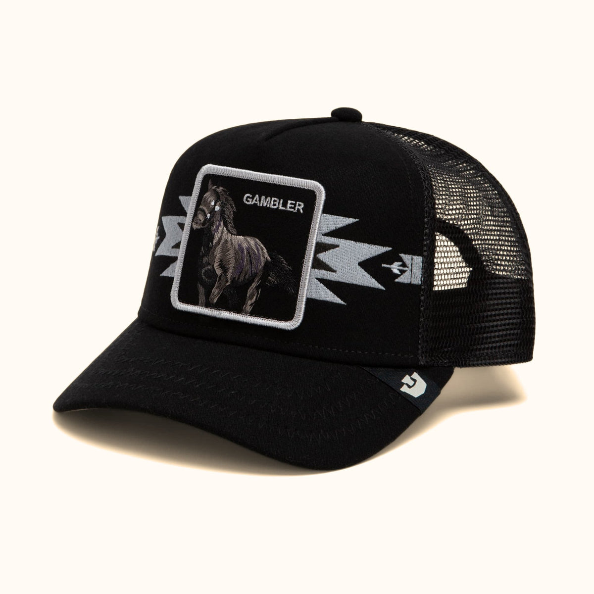 Goorin Bros. Canyon Gambler black trucker hat angle view