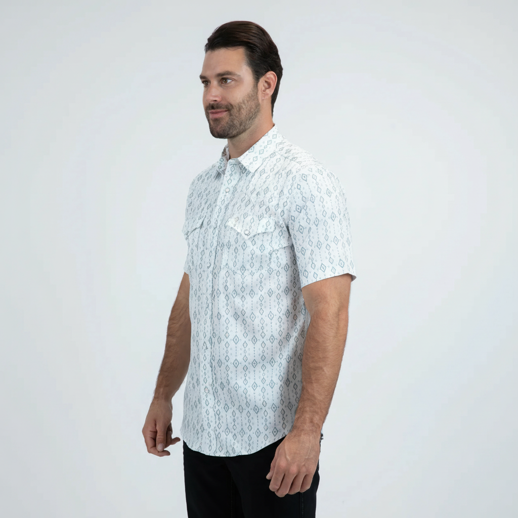 Men's Performance Western Short Sleeve White Shirt