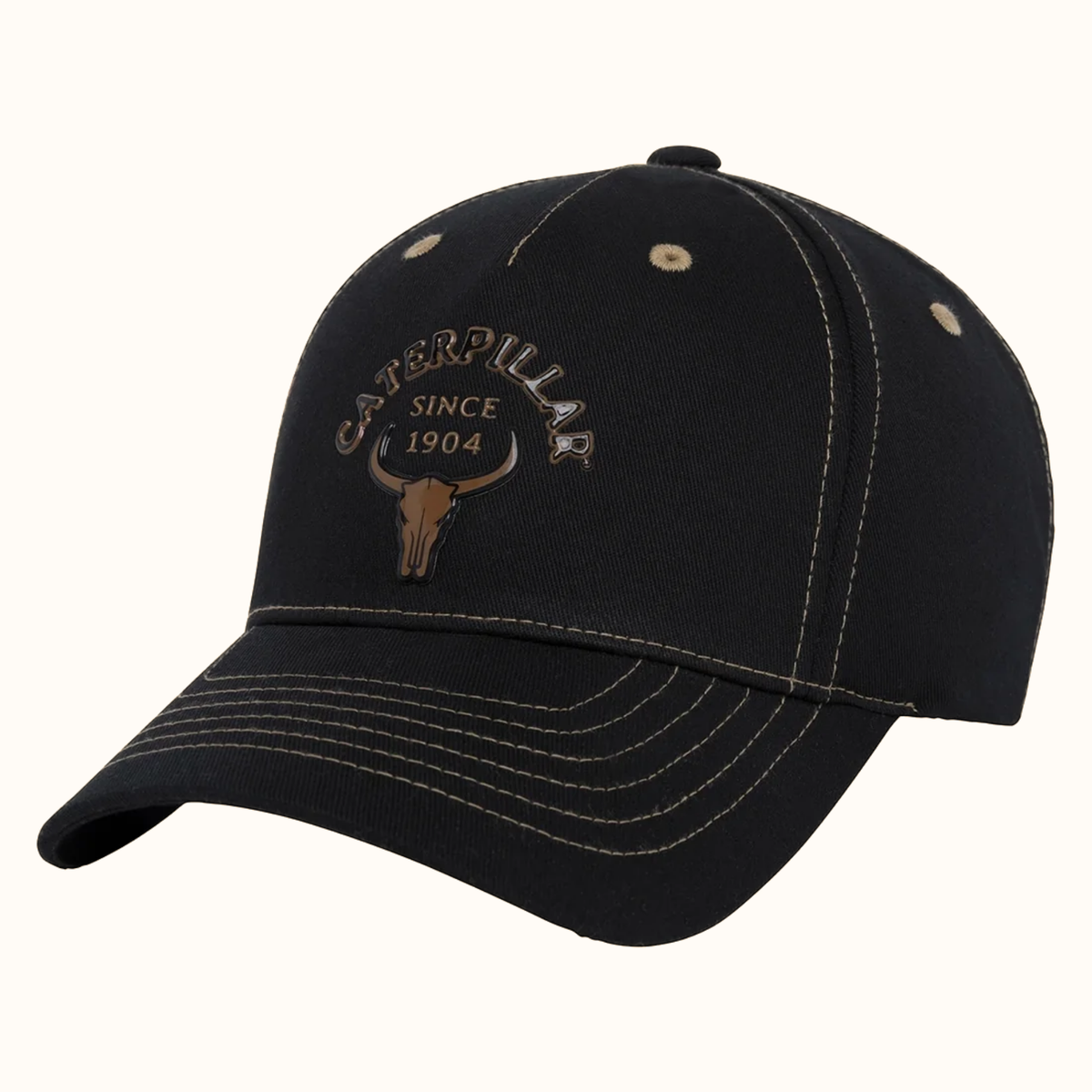 CAT Longhorn Flexfit 110 black cap with 3-D longhorn logo front view