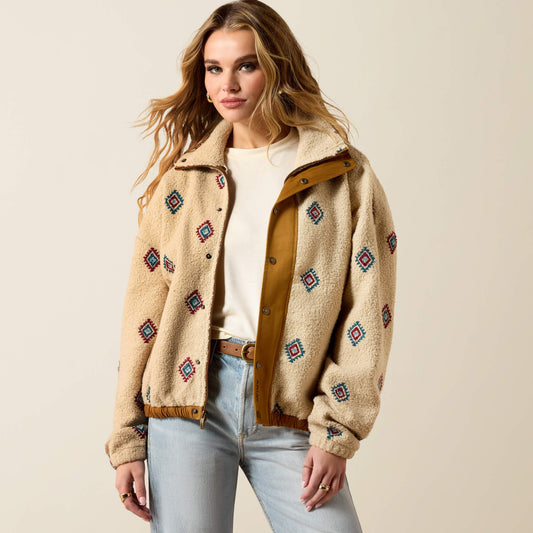 Chaqueta sherpa con bloques de color