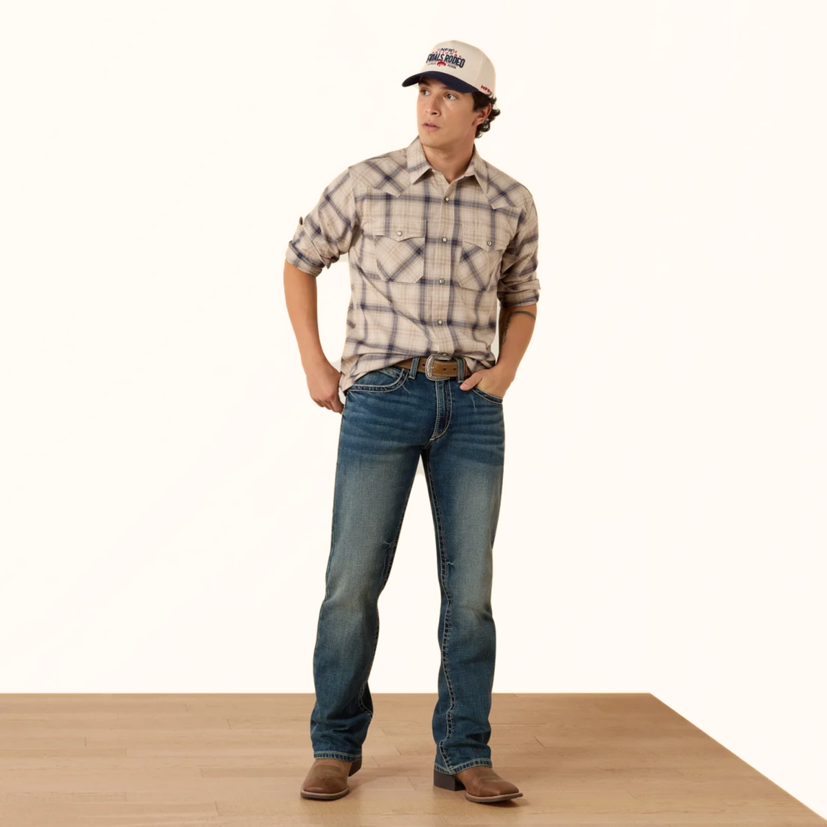 Ariat Retro Hudde Fitted Snap Shirt plaid front full view