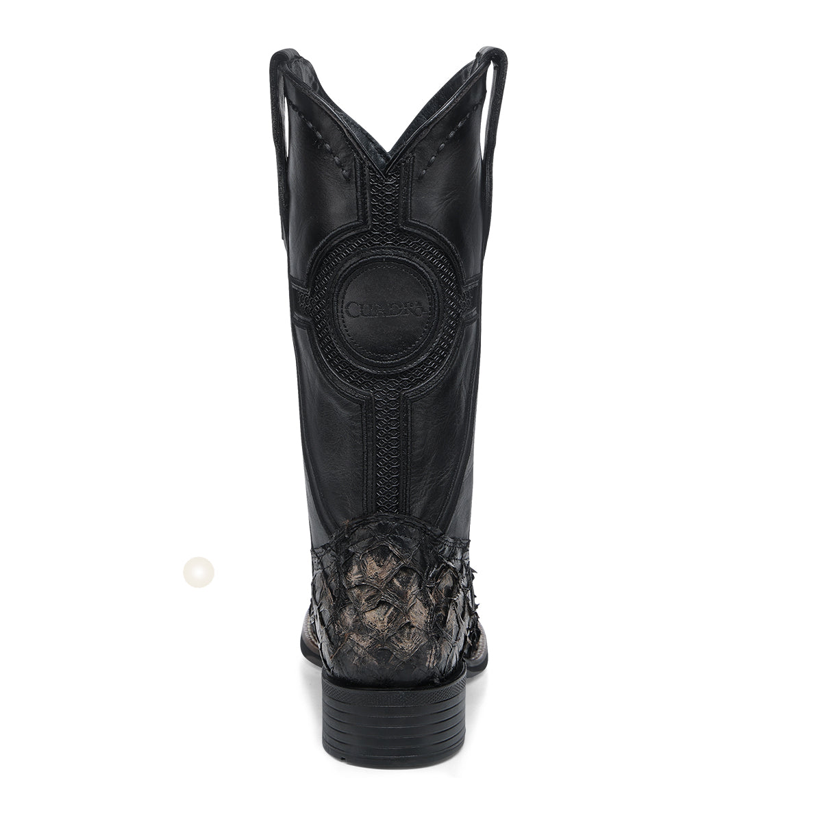 Black & Orix Pirarucu Studs & Embroidery & Woven Square Toe