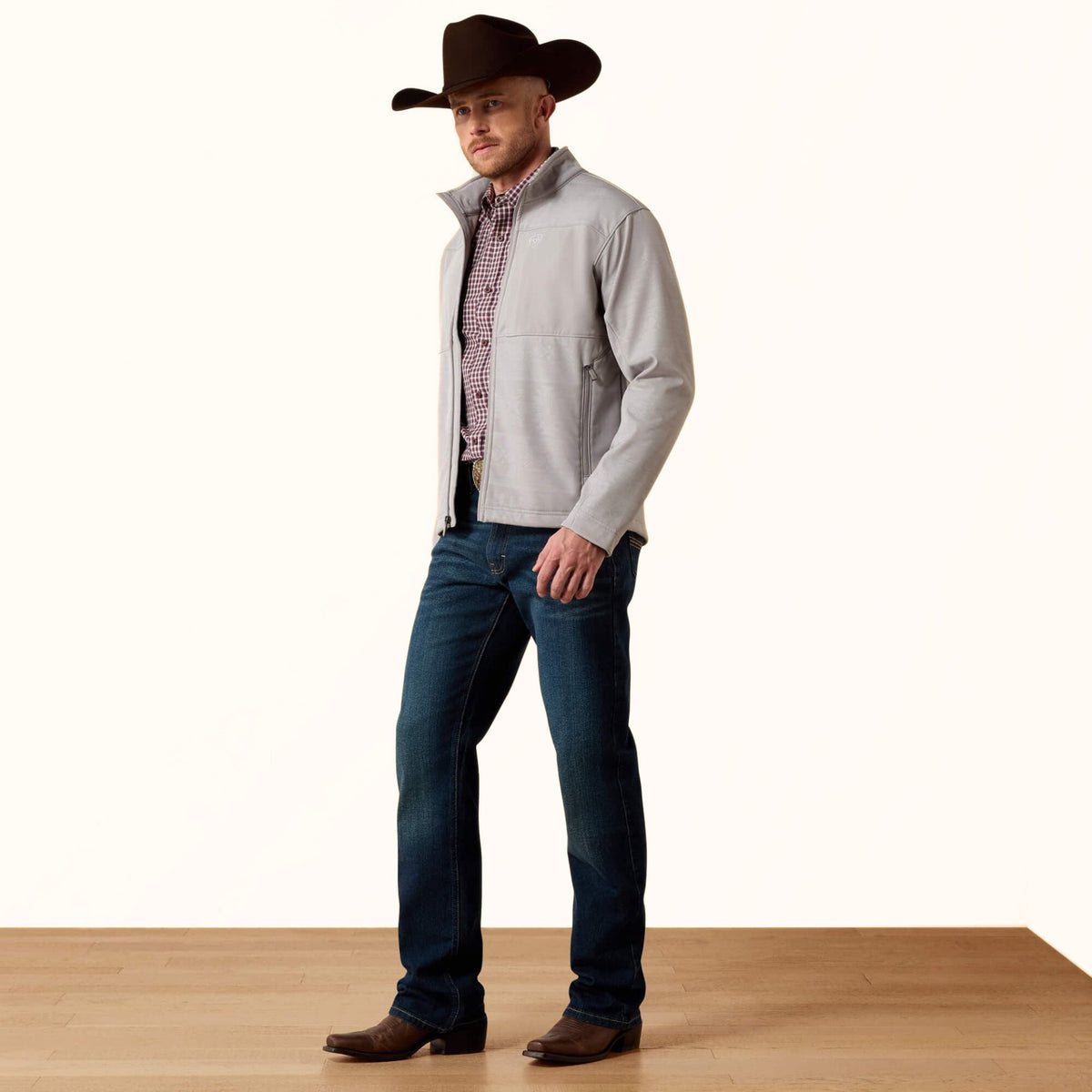 Ariat Vernon Softshell Jacket in grey front full view