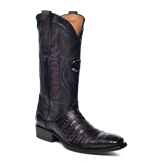 Black Cherry Caiman Embroidery & Laser & Woven French Toe