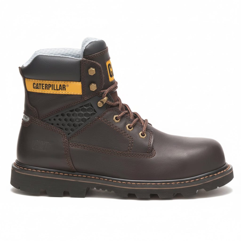 Front side view of CAT Structure Cool Composite Toe Work Boot in brown