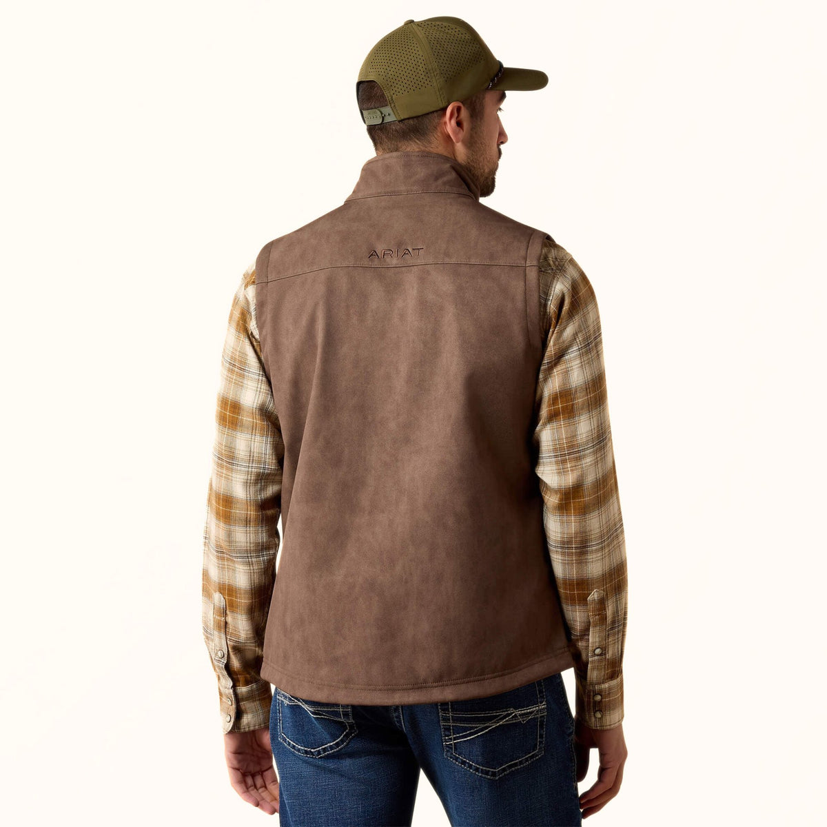Ariat Vernon Softshell Vest in brown back view
