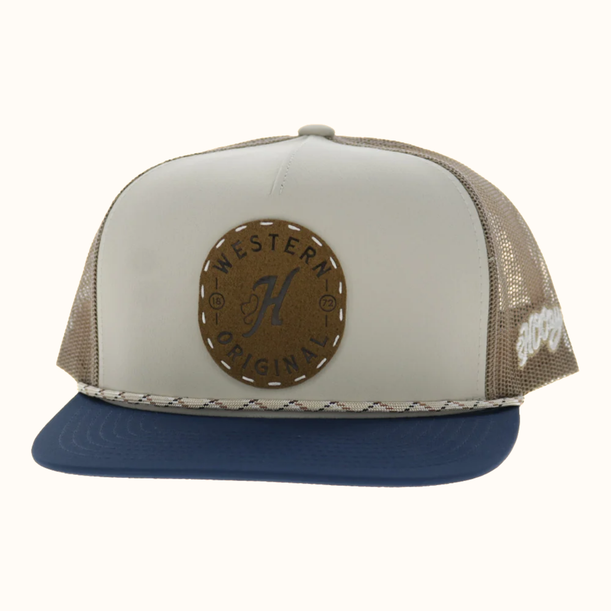 Hooey Spur Trucker Hat tan mesh back angle view