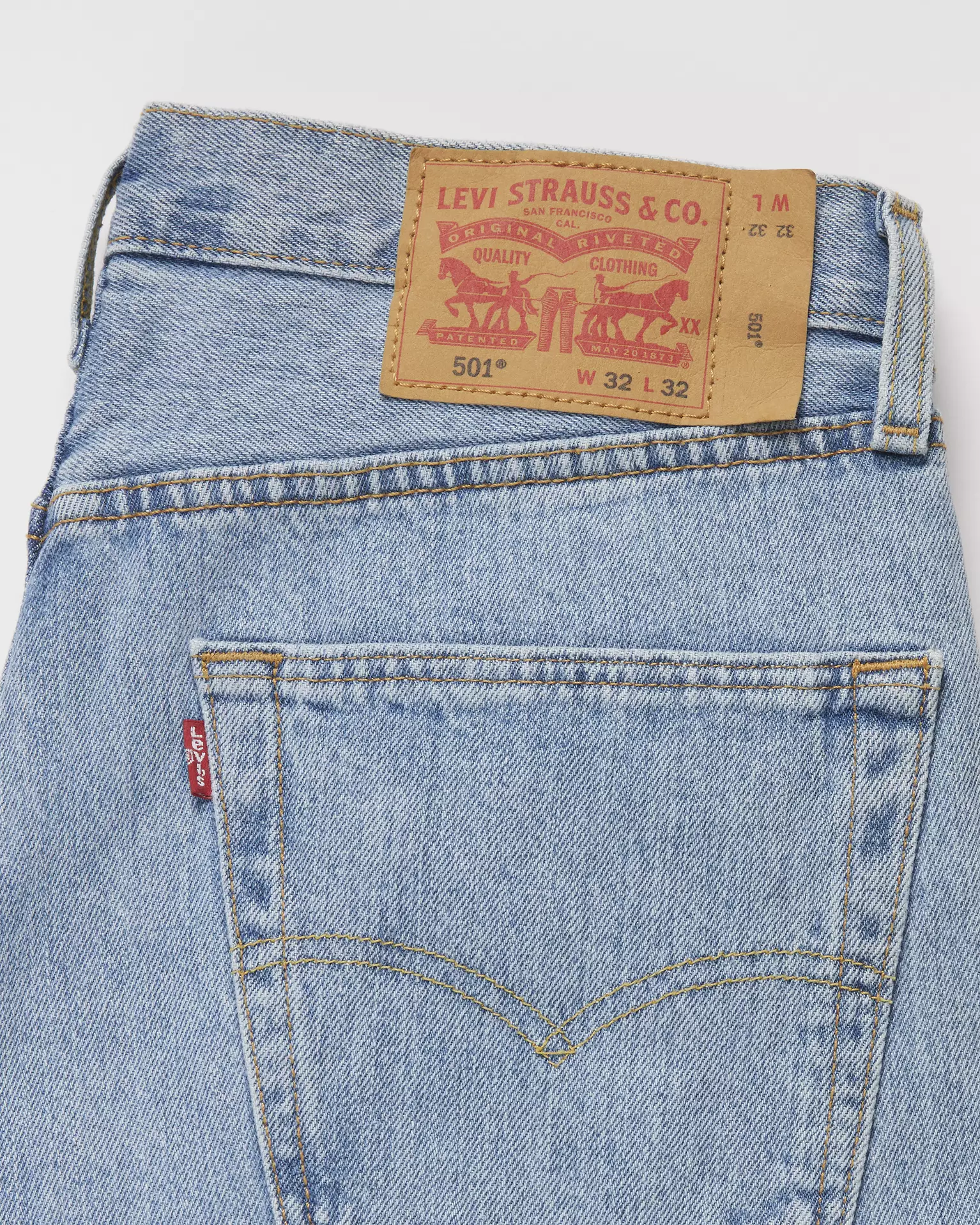 Levi’s 501 Shrink-to-Fit jeans leather patch detail