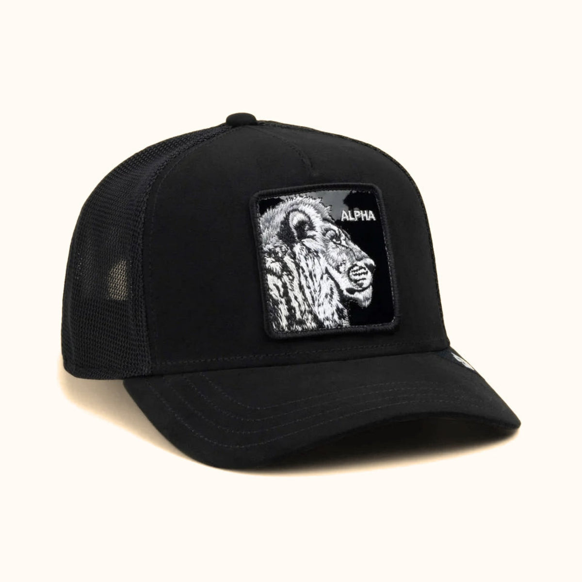 Goorin Bros. Blackout Lion trucker hat angle view