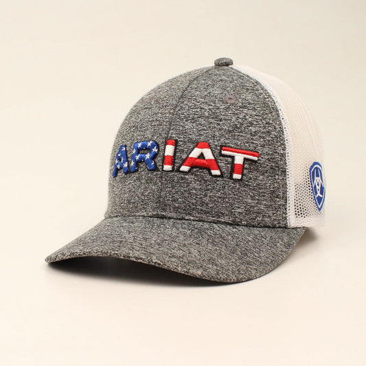 Ariat Men's SB Embroidered USA Flag Gray Cap