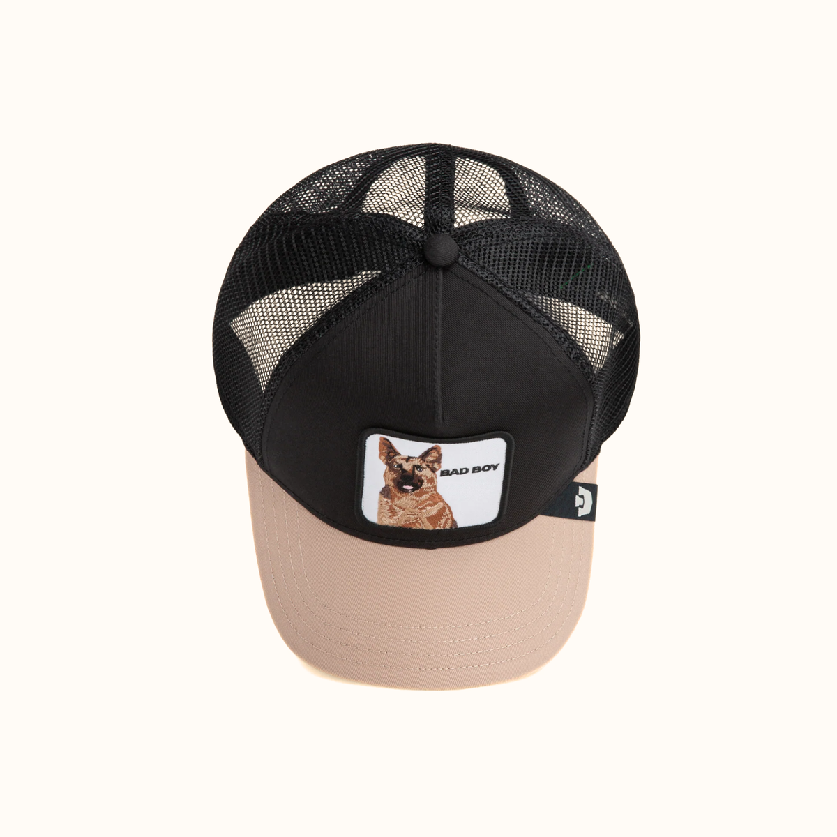 Goorin Bros. The Bad Boy Dog Trucker Hat black mesh top view