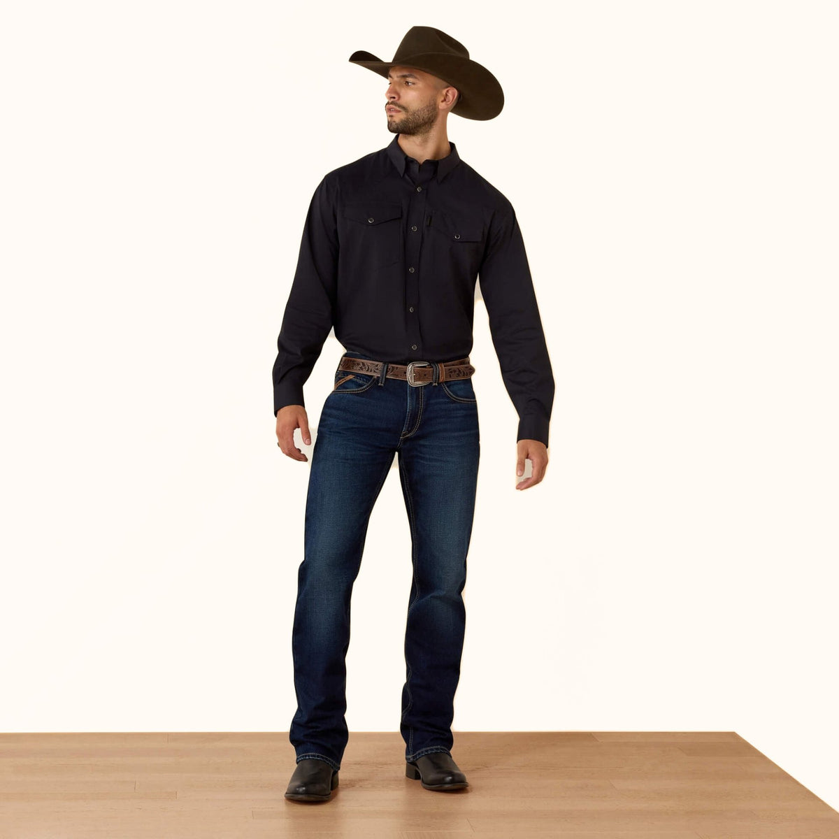 Ariat Everything Classic Fit Snap Shirt black front full view