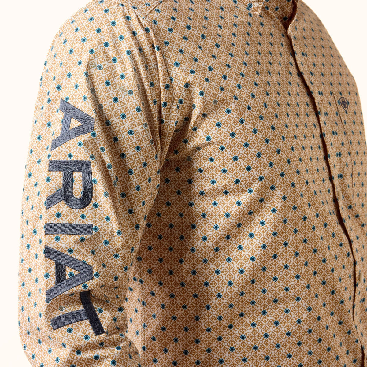 Ariat Team Dusty Classic Fit Shirt tan geometric print sleeve view