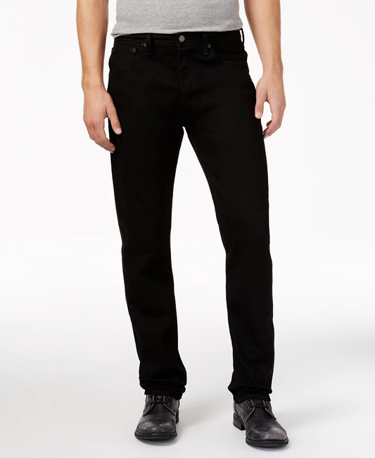 Levi’s 501 Original Fit button fly stretch black jeans front view