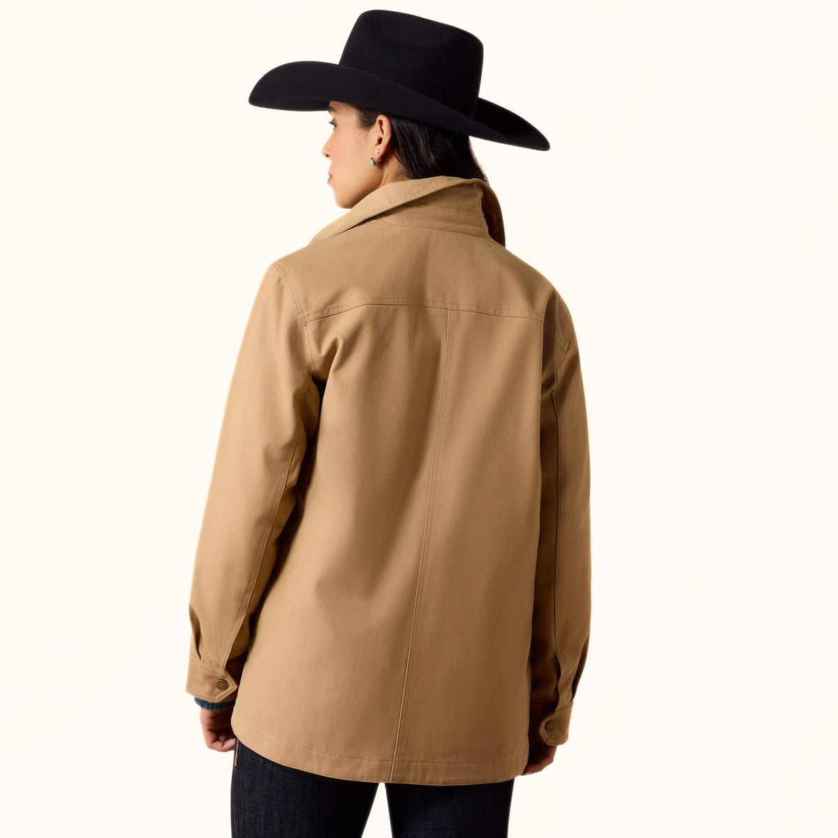 Ariat Western Canvas Chore Jacket in tan back view