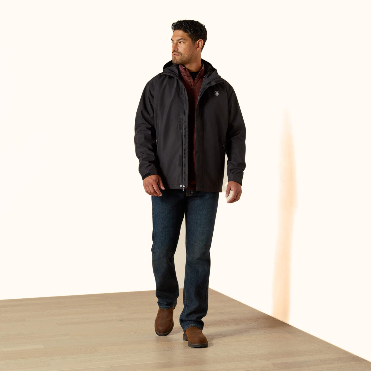 Ariat Rebar Stormshell Waterproof Jacket in black full front view