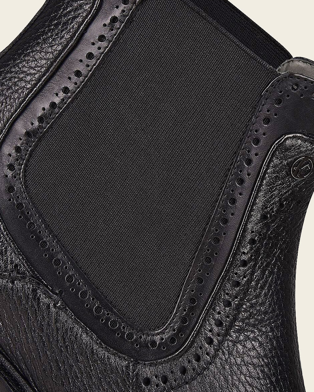 Bota de vestir de cuero de venado negro hecha a mano