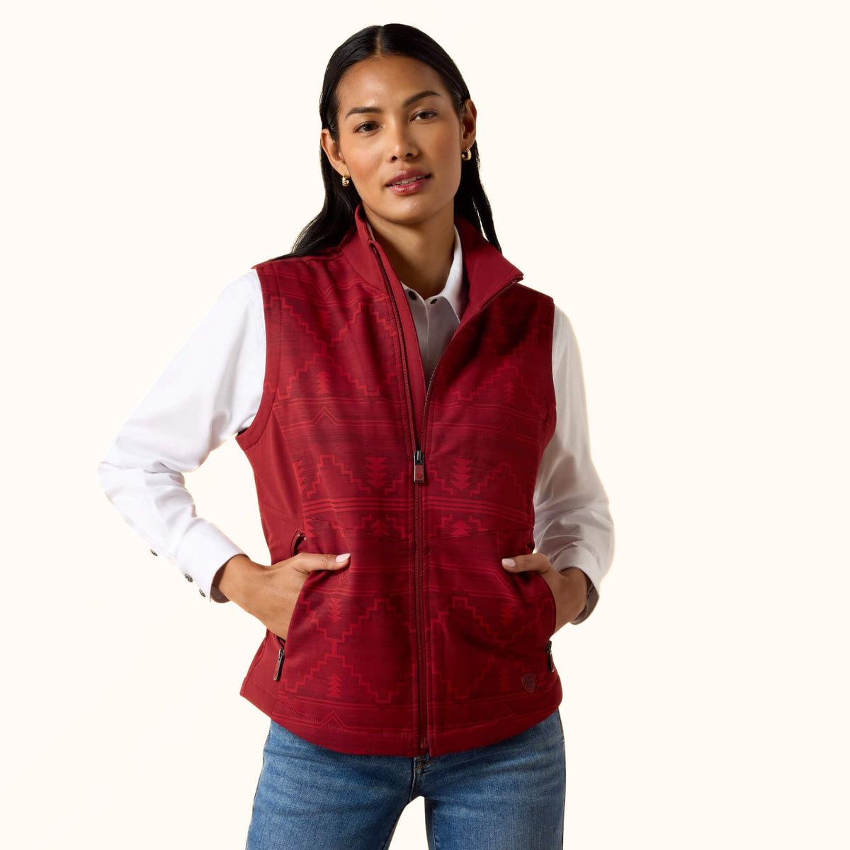 Ariat Atlas Softshell Vest in red front view