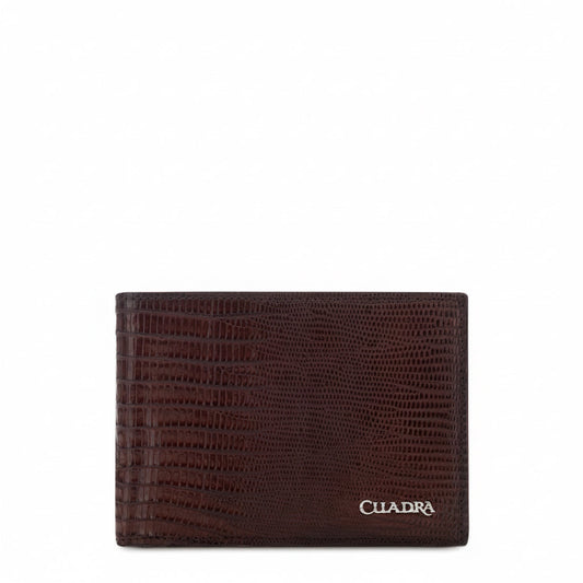 Cuadra Brown Lizard Wallet front view in brown textured leather