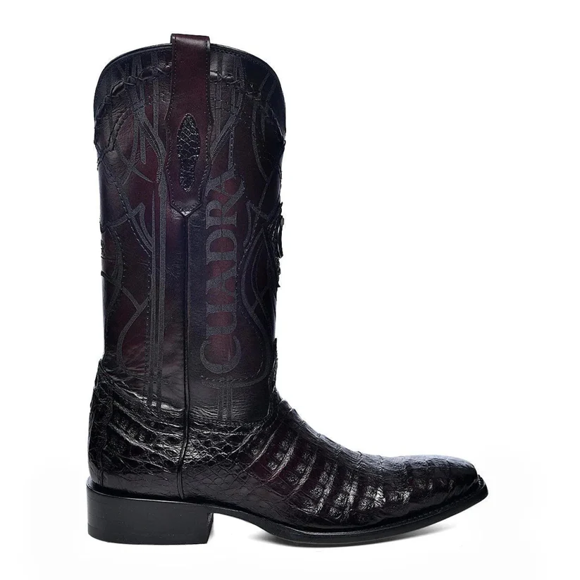 Black Cherry Caiman Embroidery & Laser & Woven French Toe