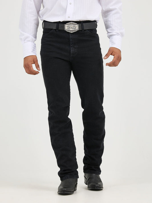 Front view of Wrangler Cowboy Cut Silver Edition Slim Fit Jeans in black