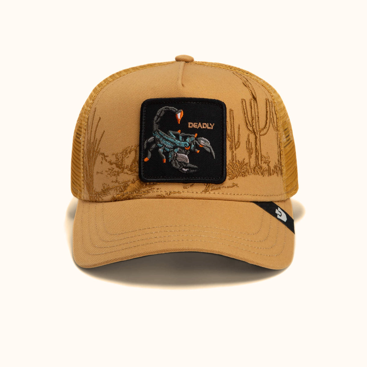 Goorin Bros. Badlands Scorpion amber trucker hat front view