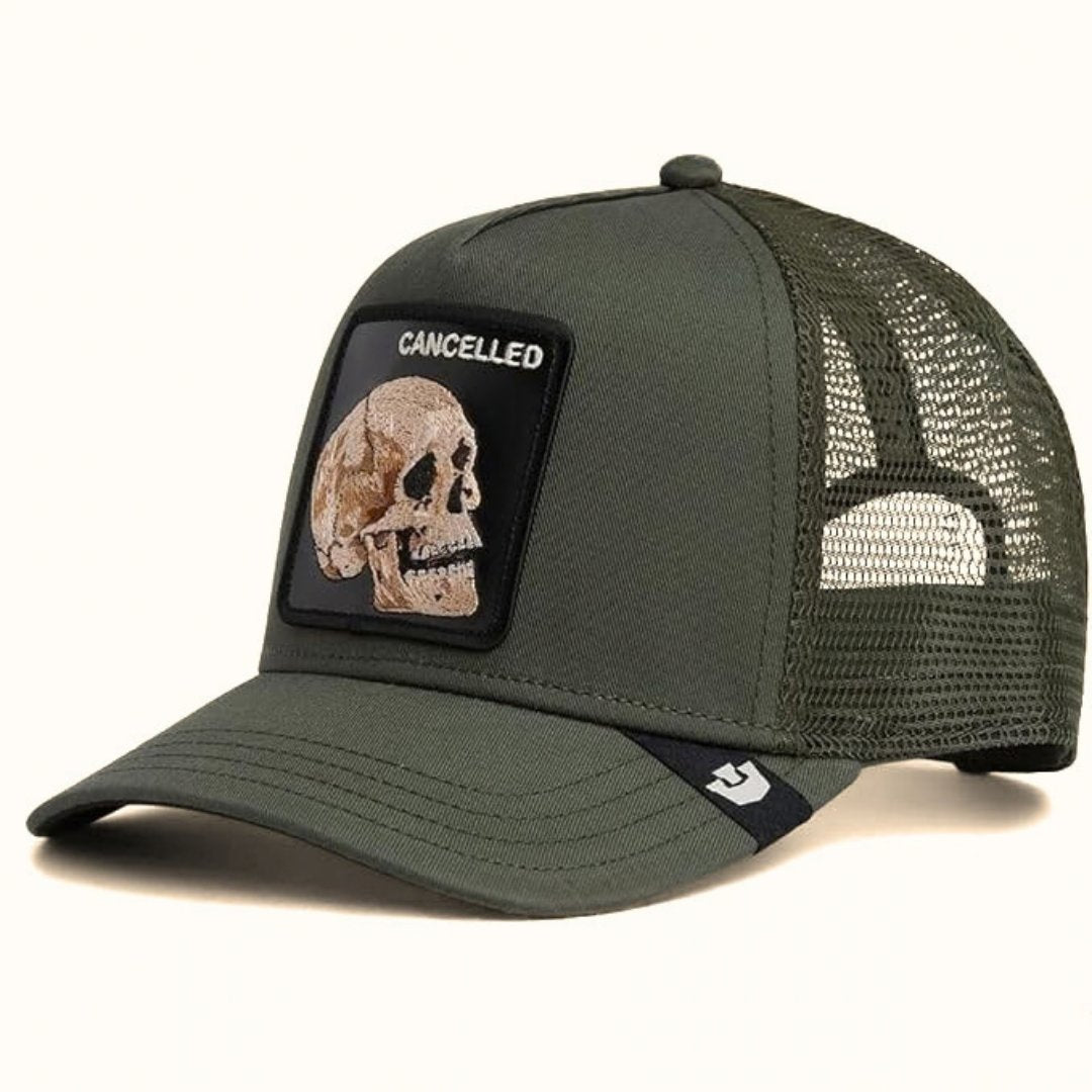 Goorin Bros. The Cancelled Skull Trucker Hat angle view