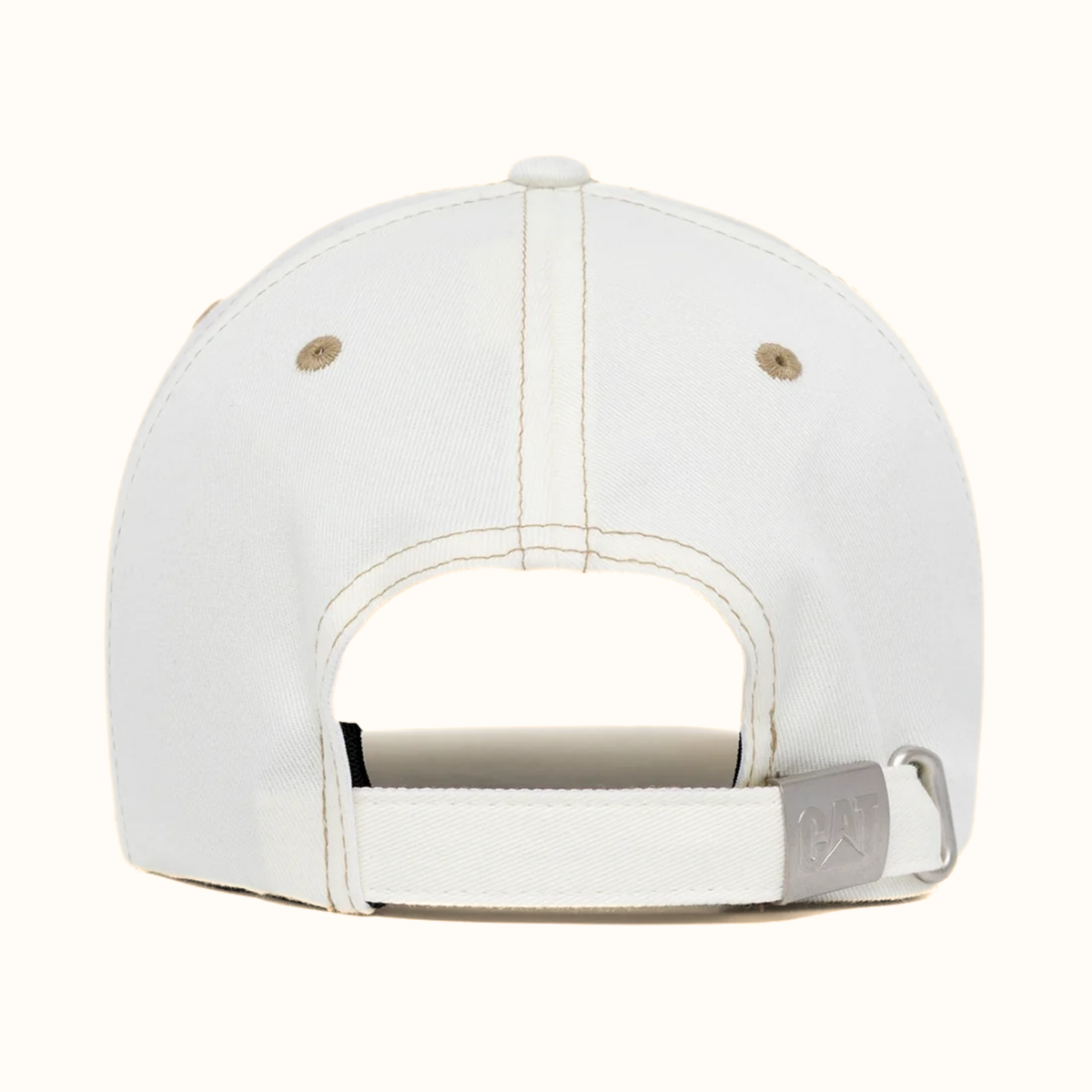 CAT Longhorn Flexfit 110 white cap adjustable back view