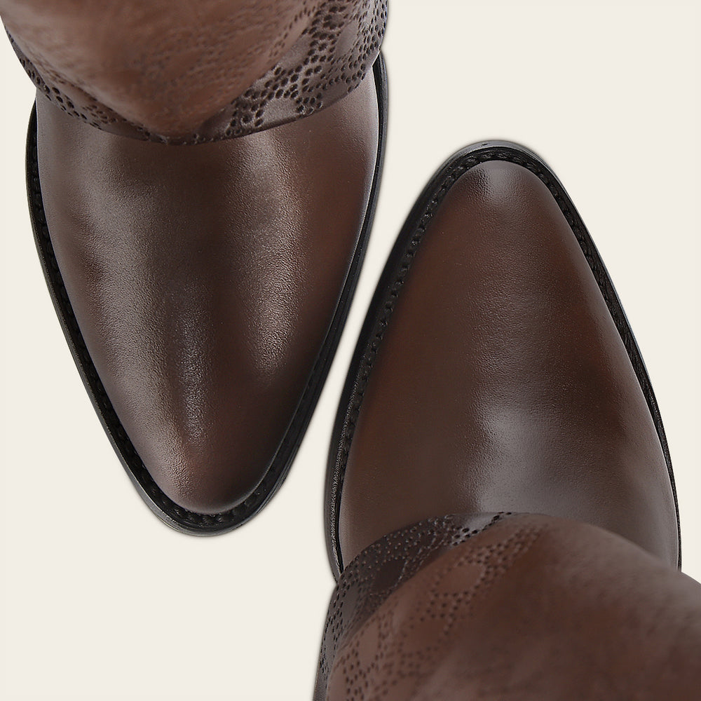 Foldable Western Boot In Genuine Bovine Leather With Perforated Shaft