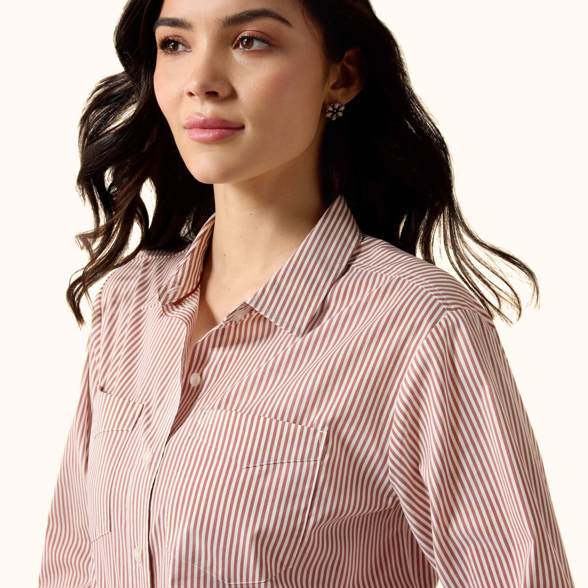 Ariat Everything Shirt in pink front close-up view