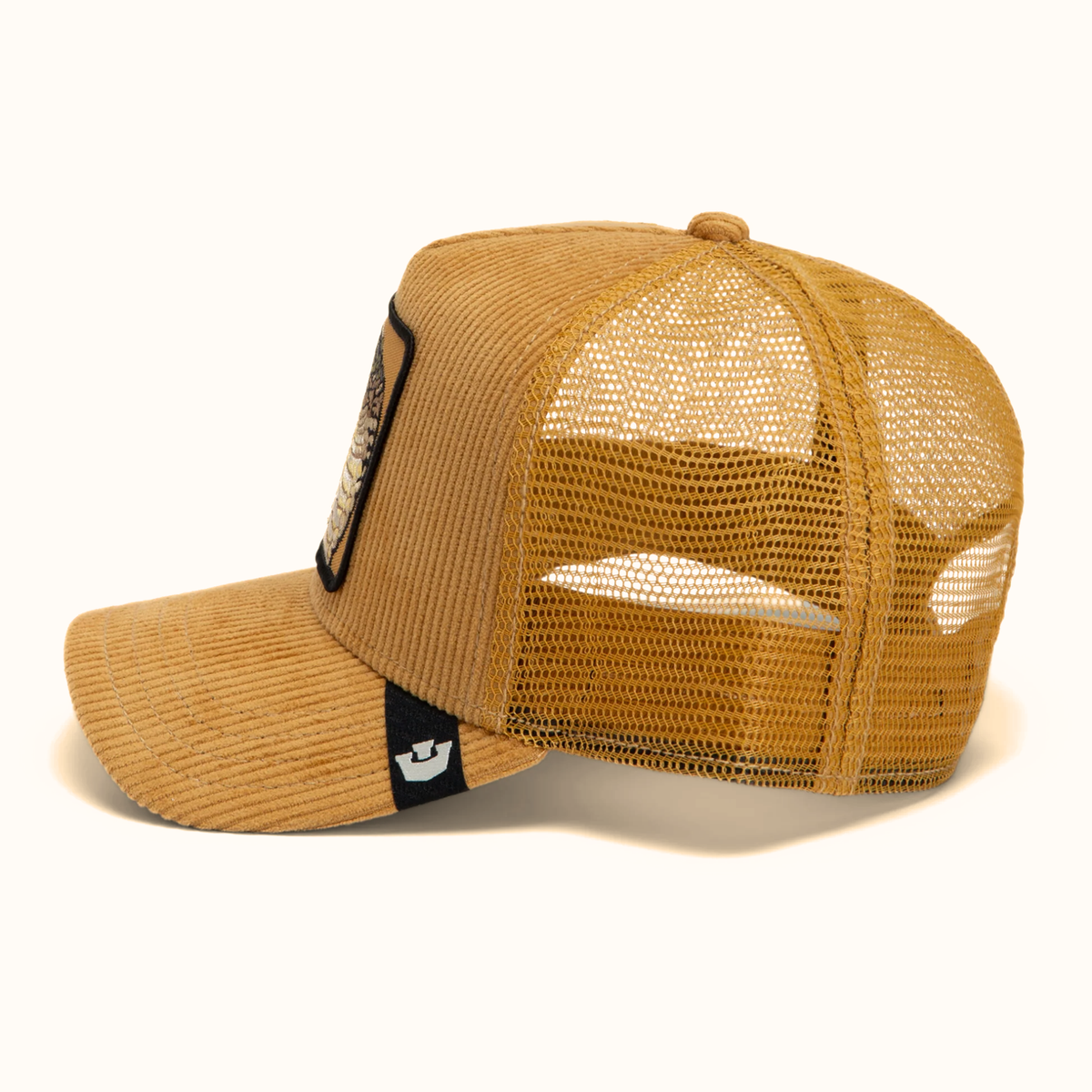 Goorin Bros. Corduroy Boss amber trucker hat side view