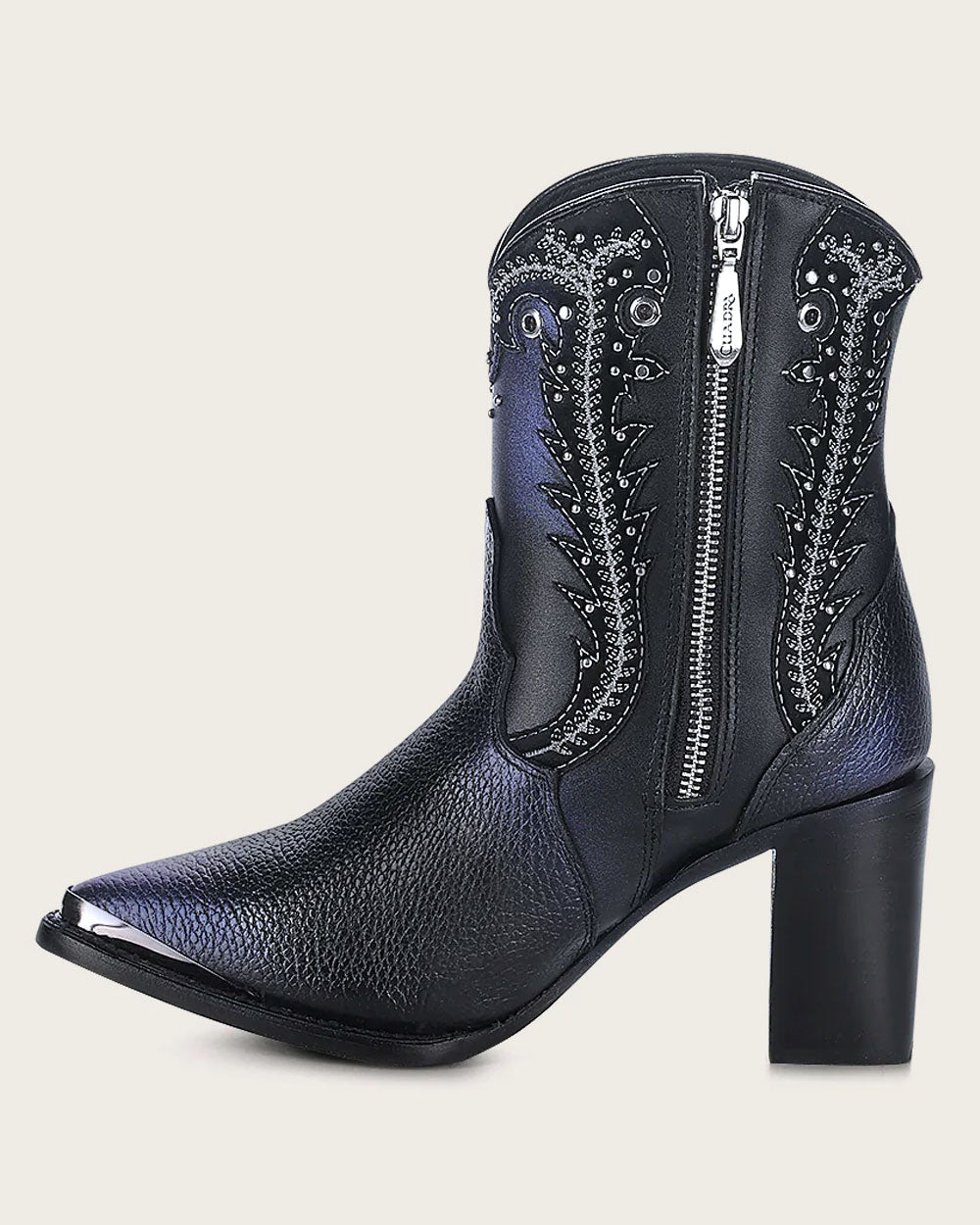 Botines negros de cuero para mujer