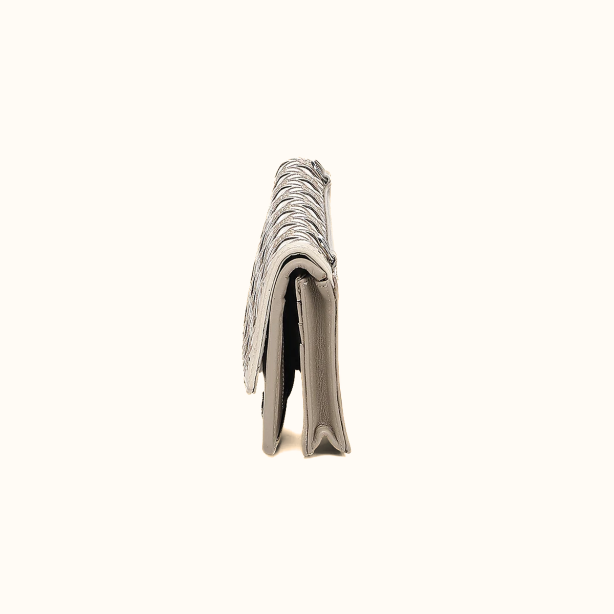 Cuadra women’s taupe embroidered leather wallet side view
