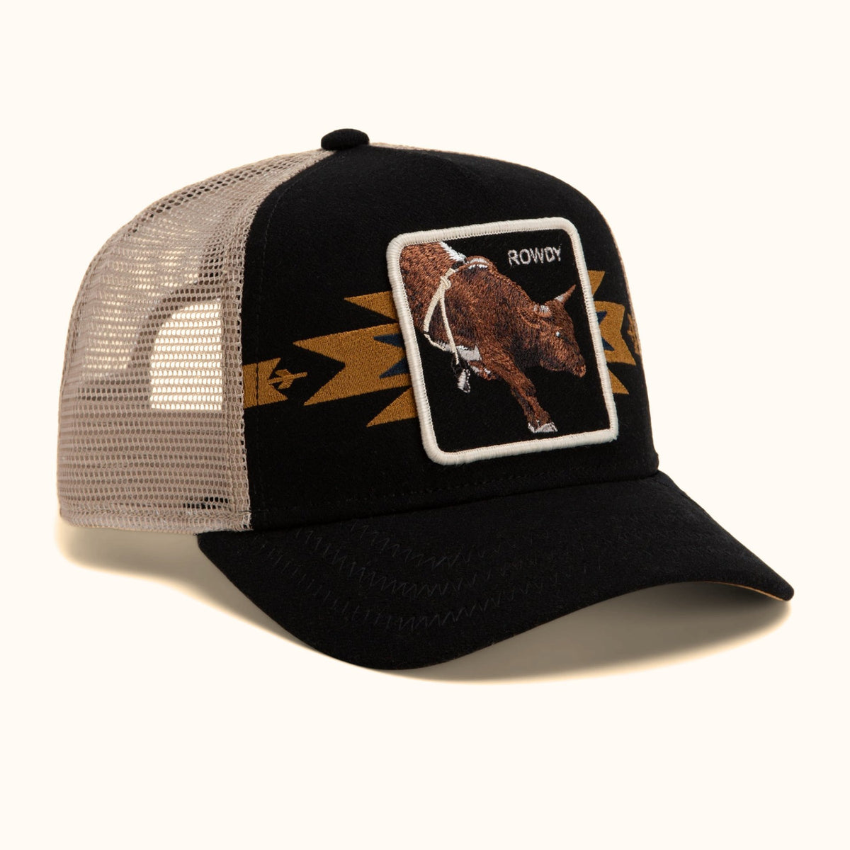 Goorin Bros. Canyon Rowdy black trucker hat angle view