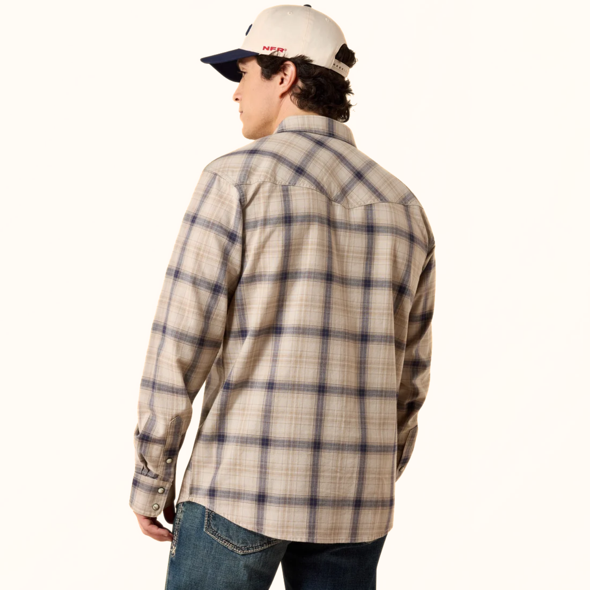 Ariat Retro Hudde Fitted Snap Shirt plaid back view