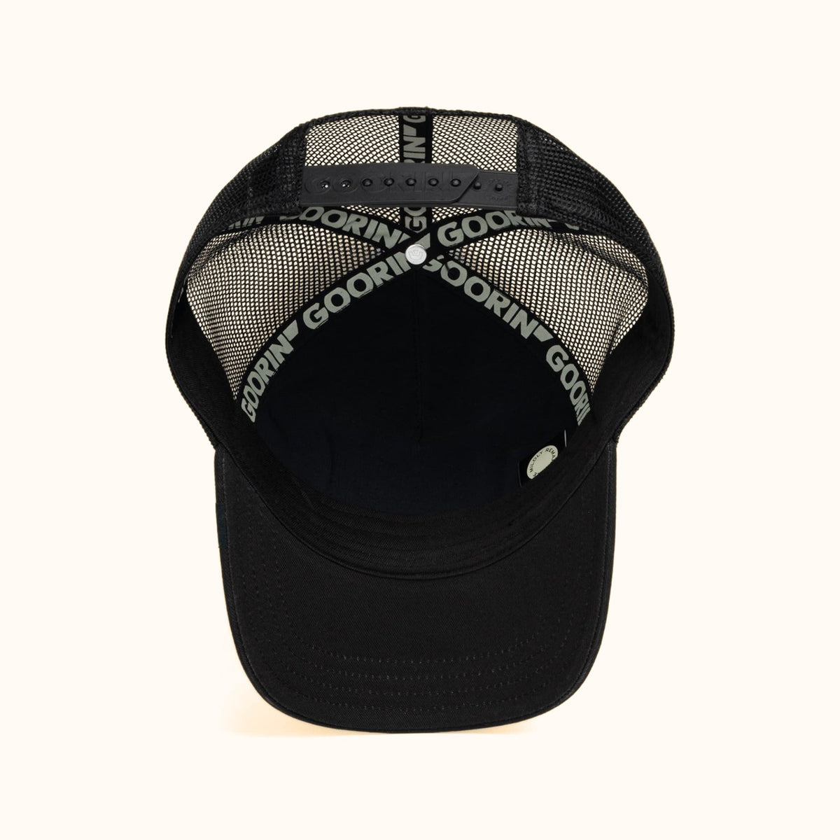 Goorin Bros. Tonal Skull black trucker hat bottom view