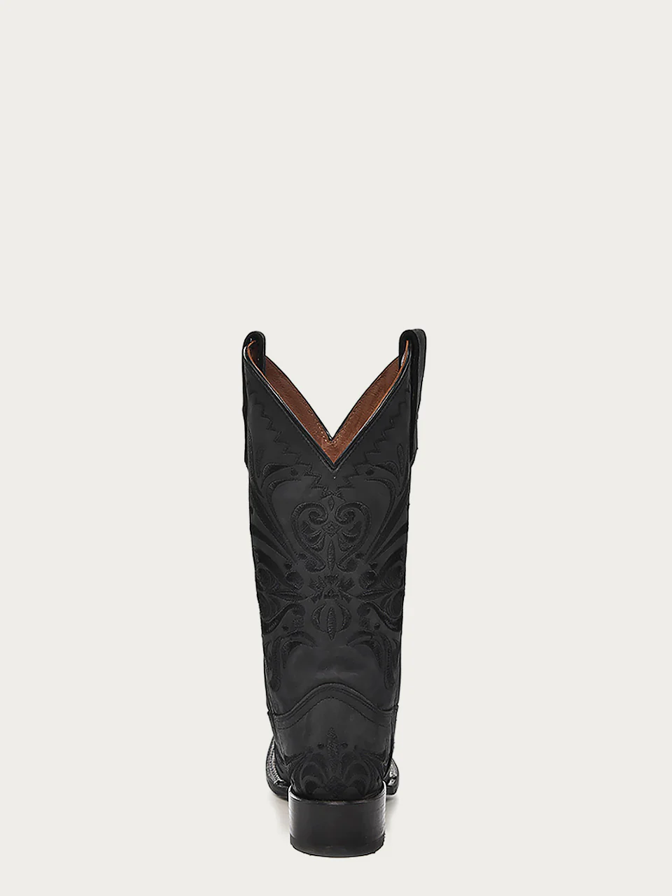 Rear view of Corral Black Embroidered Square Toe Cowboy Boots