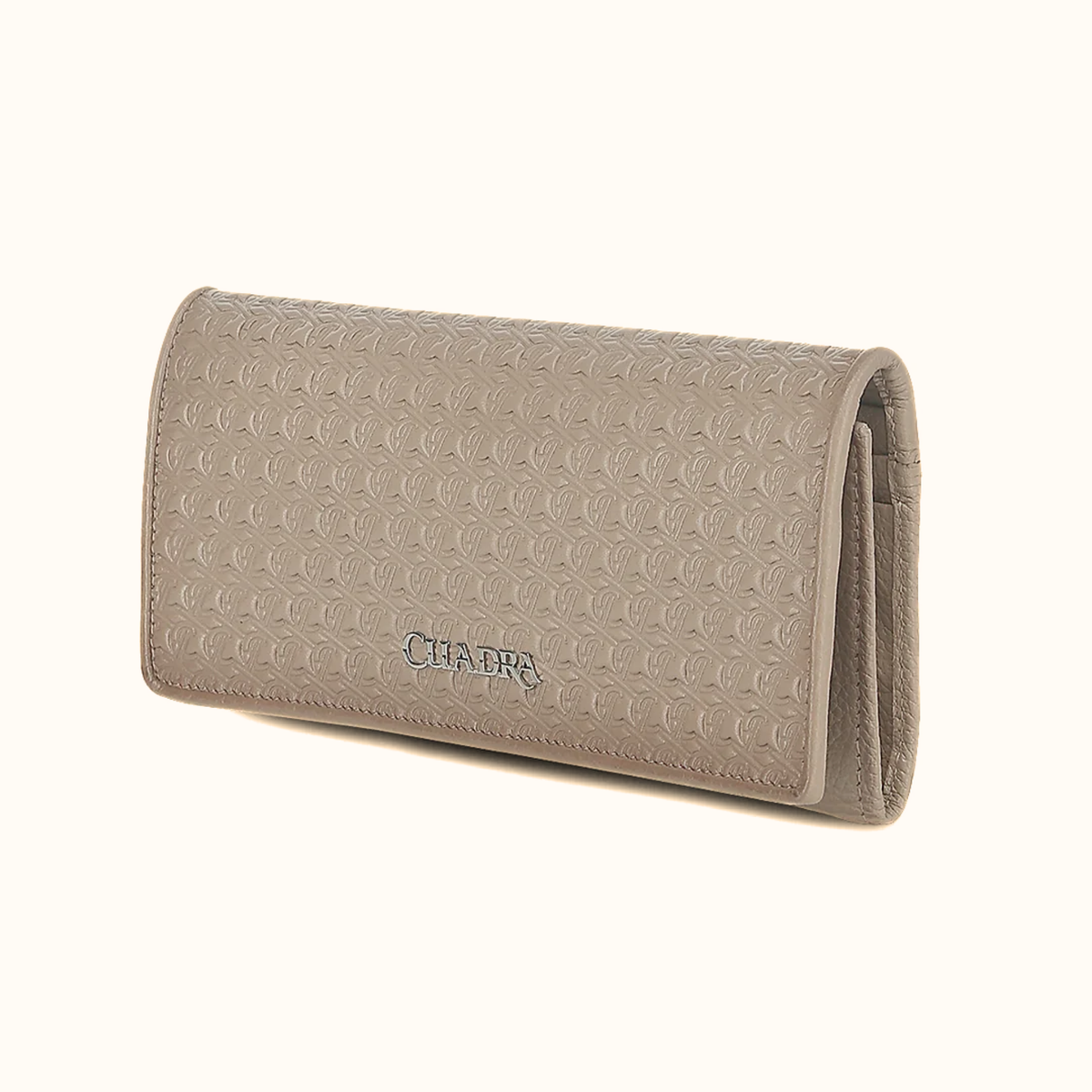 Cuadra women’s taupe leather wallet front angle view