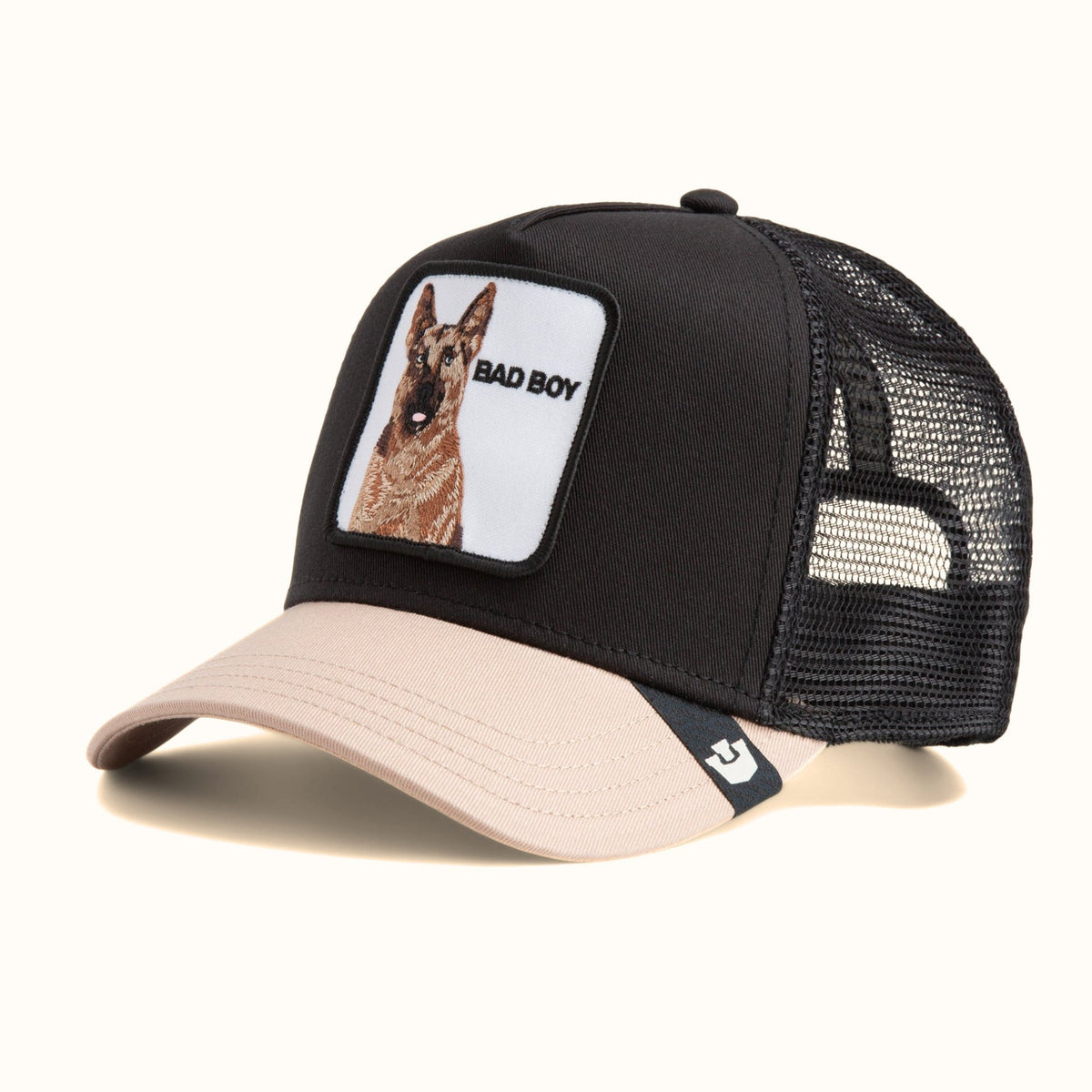 Goorin Bros. The Bad Boy Dog Trucker Hat black mesh angle side view