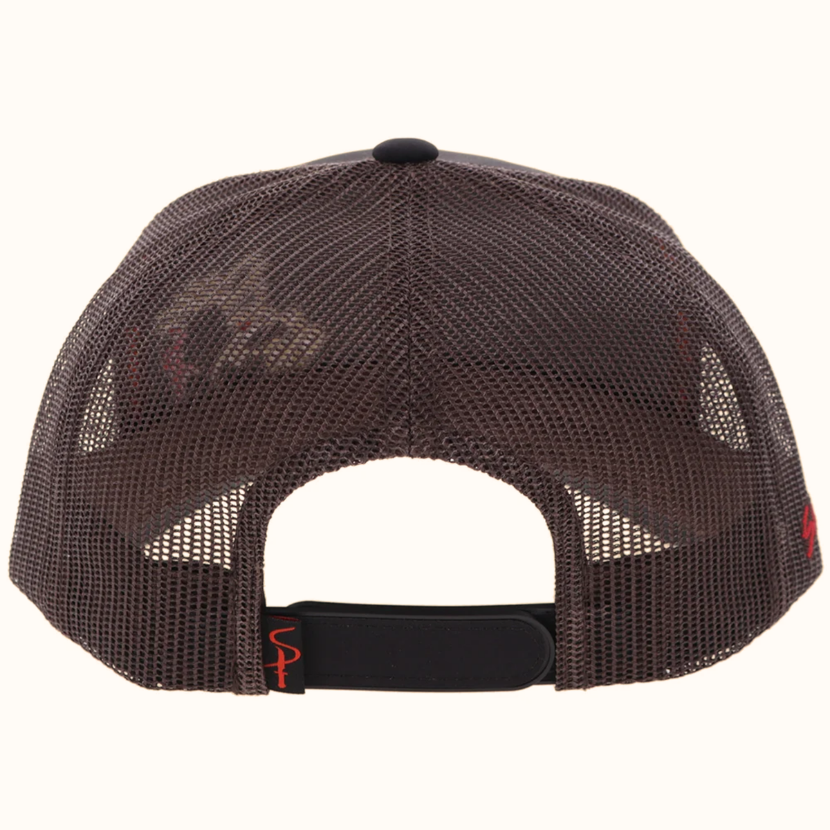 Hooey Sniper Pig black and brown snapback hat back view