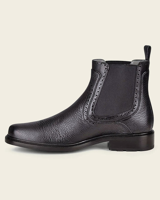 Handcrafted Black Deer Leather Dress Boot